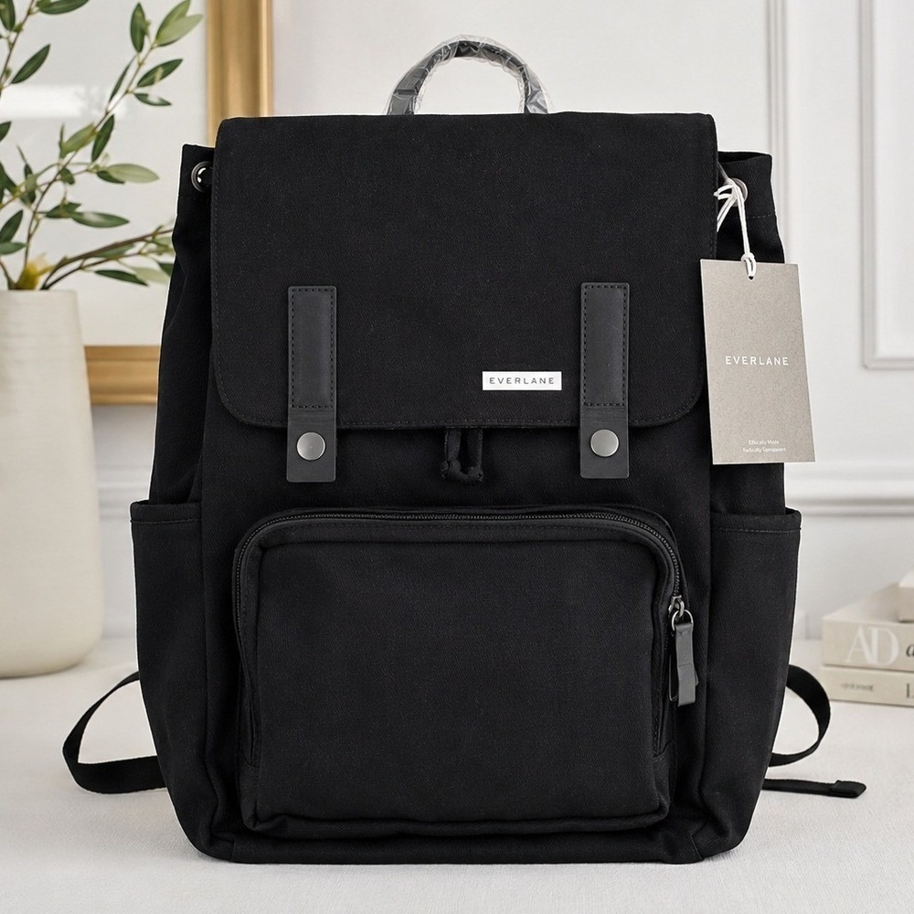 Everlane Unisex The Modern Snap Backpack Black Canvas OS